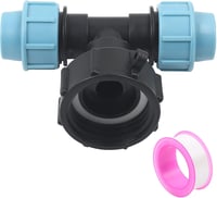 STEEIRO IBC Tank Adapter S60X6 Menetes Csatlakozó, Háromágú T-Idom 25mm Csőhöz, Esővíz Tartály Összekötő Fekete-Kék 8