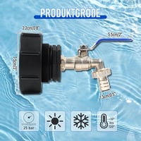 STEEIRO IBC Tartály Csap 3/4 Hüvelyk S100x8 Menetes Adapter Fekete Sárgaréz Kertitömlő Csatlakozó Víztartály Kiegészítő 3