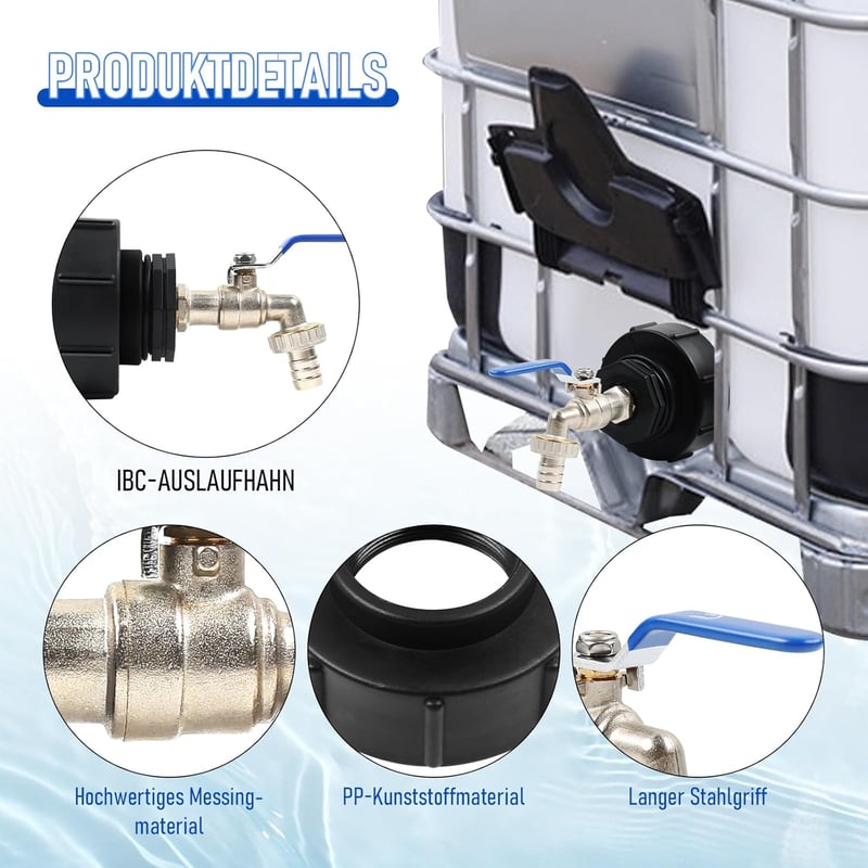 STEEIRO IBC Tartály Csap 3/4 Hüvelyk S100x8 Menetes Adapter Fekete Sárgaréz Kertitömlő Csatlakozó Víztartály Kiegészítő