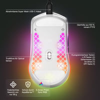 Herná myš SteelSeries Aerox 3 RGB – Ľahký, vodoodolný dizajn, optický senzor TrueMove Core, 8500 DPI – Snow White 4