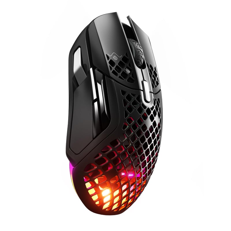 Herná myš SteelSeries Aerox 5 Wireless RGB – Čierna, 18000 DPI, optický senzor TrueMove Air, 9 tlačidiel, Bluetooth/2,4 GHz, perforovaná, ultraláhká