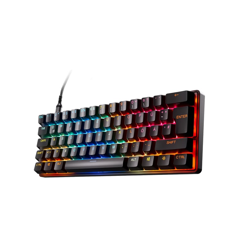 Herná klávesnica SteelSeries Apex Pro Mini Gen 3 60 % – Hallov efekt, spínače OmniPoint 3.0 – Rapid Trigger – Rapid Tap-SOCD – Nastaviteľný bod aktivácie – Rozloženie QWERTZ DE