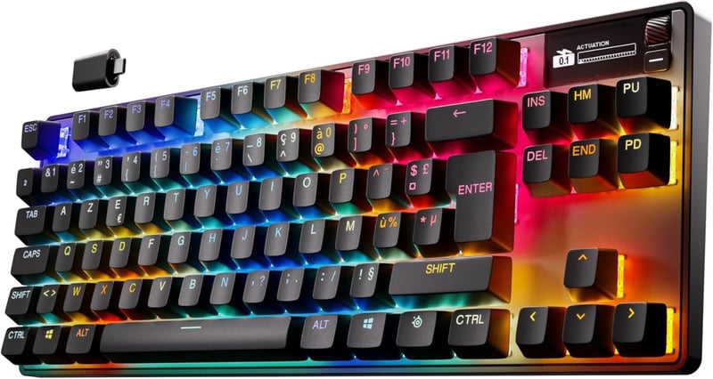SteelSeries Apex Pro TKL Wireless Gen 3 Gamer Billentyűzet Hall Effect Kapcsolók - Wireless Schwarz (2025), French AZERTY
