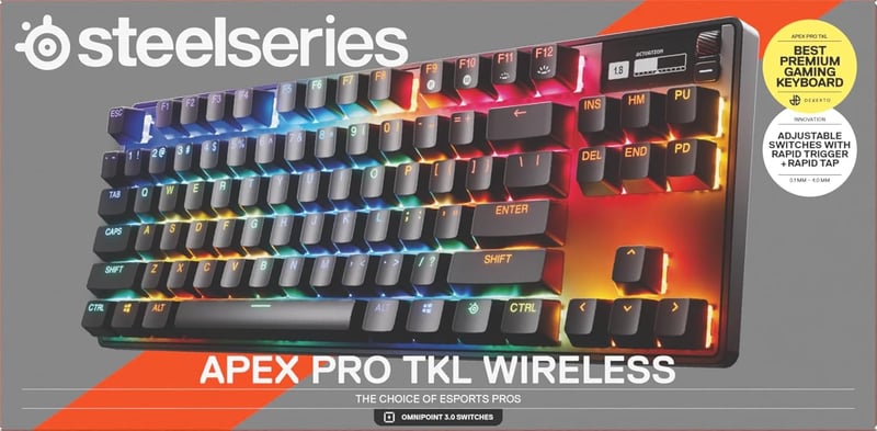 SteelSeries Apex Pro TKL Wireless Gen 3 Gamer Billentyűzet Hall Effect Kapcsolók - Wireless Schwarz (2025), French AZERTY