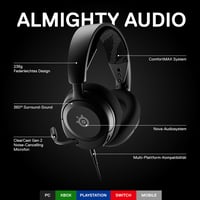 Herné slúchadlá SteelSeries Arctis Nova 1 – Hi-Fi meniče, 360° priestorový zvuk, náušníky z pamäťovej peny AirWeave, mikrofón s potlačením hluku, PC/PS5/Xbox 3