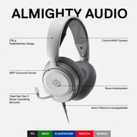 Herný headset SteelSeries Arctis Nova 1 – Hi-Fi reproduktory, 360° priestorový zvuk, náušníky z pamäťovej peny AirWeave, mikrofón s potlačením hluku, PC/PS5/Xb 3