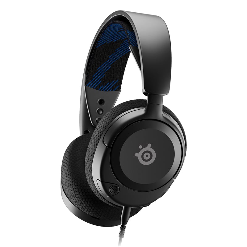 Herné slúchadlá SteelSeries Arctis Nova 1P – Hi-Fi meniče, 360° priestorový zvuk, náušníky z pamäťovej peny, mikrofón s potlačením hluku, kompatibilné s PS5/PS4/PC/Xbox – čierne