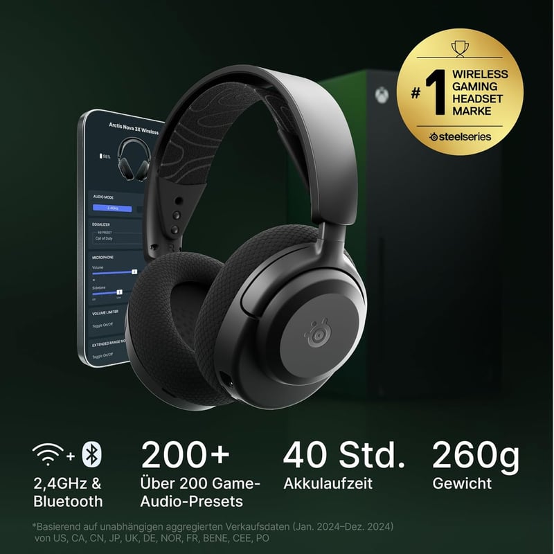 SteelSeries Arctis Nova 3X Wireless Gaming Headset 40 órás akkumulátor Xbox PS5 PC