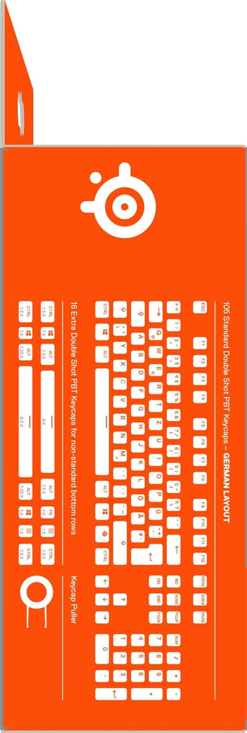 SteelSeries PrismCaps Double Shot Pudding Mechanikus Billentyűzet Keycap Szett Fekete - Single, black, German layout