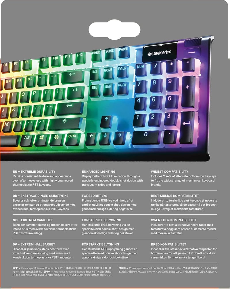 SteelSeries PrismCaps Double Shot Pudding Mechanikus Billentyűzet Keycap Szett Fekete - Single, black, German layout