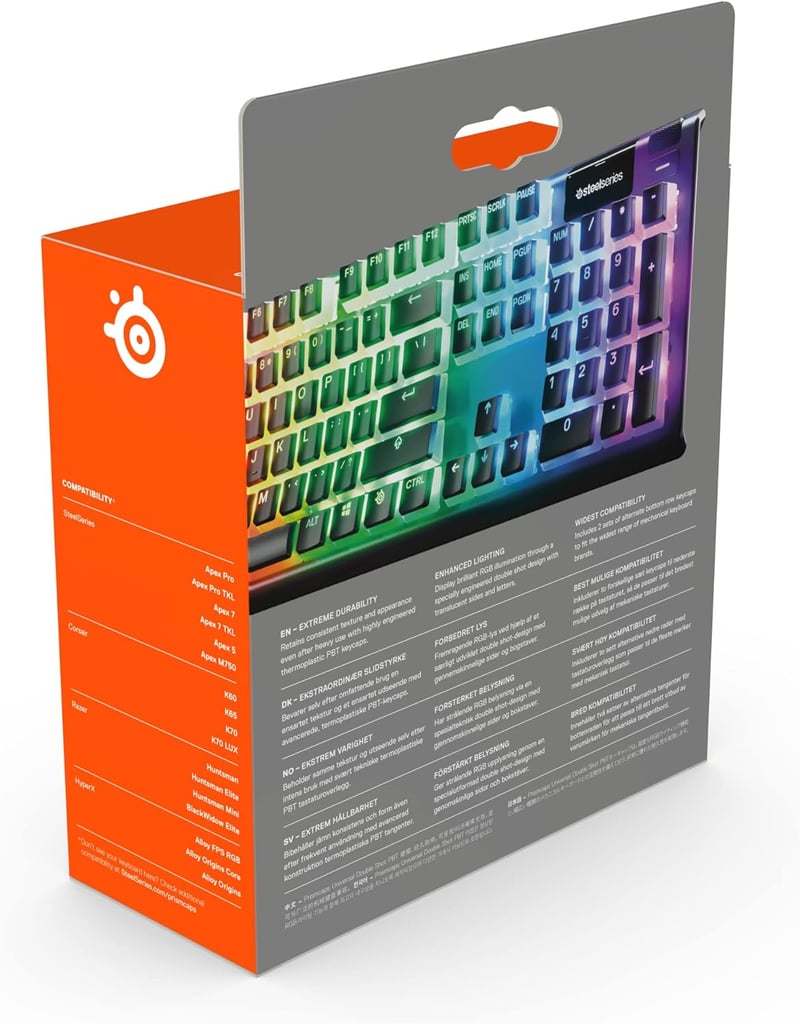 SteelSeries PrismCaps Double Shot Pudding Mechanikus Billentyűzet Keycap Szett Fekete - Single, black, German layout
