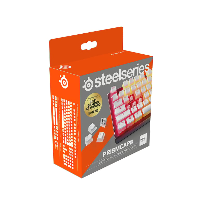 Sada náhradných klávesov SteelSeries PrismCaps White Pudding – Double Shot PBT – pre mechanické klávesnice kompatibilné s MX – škandinávske rozloženie