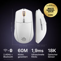 Mouse de Gaming SteelSeries Rival 3 Wireless Gen 2 - 2,4 GHz și Bluetooth - Senzor optic TrueMove Air 18000 DPI - Ultr ușor - Piciorușe PTFE - Alb 2
