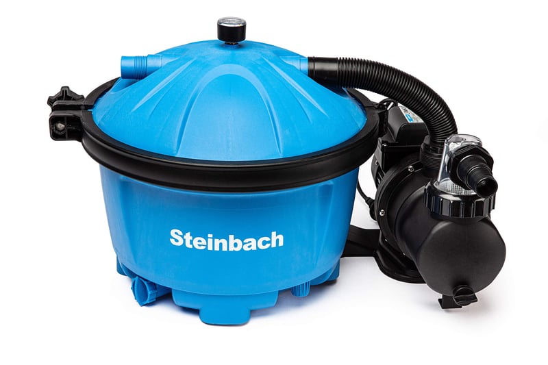 Filtračný systém Steinbach Active Balls 50 040220 – Samonasávacie čerpadlo pre bazény s objemom 22 000 litrov, s predfiltrom, manometrom, časovačom a 5