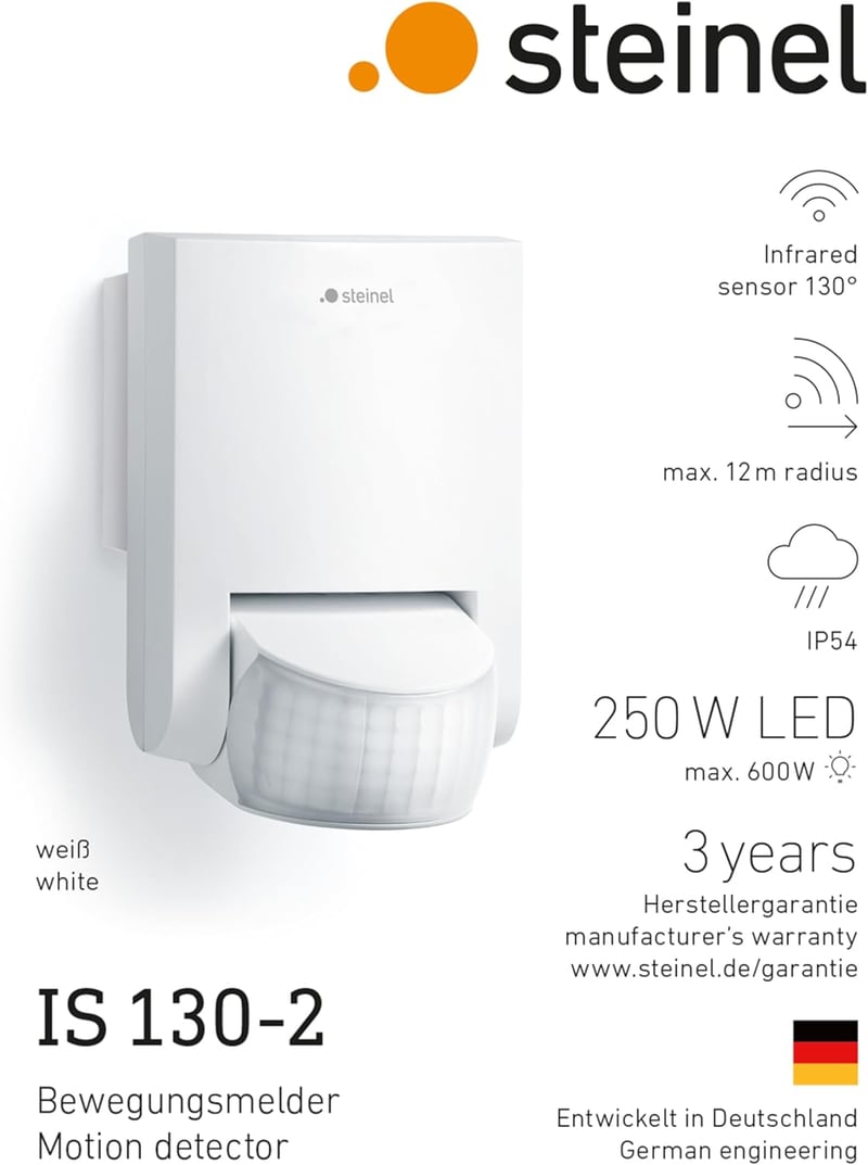 Steinel IS 130-2 Fehér Mozgásérzékelő 130° 12m Beltéri Kültéri IP54 - White