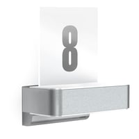 Lampă de exterior LED Steinel L 820 SC Connect cu iluminare pentru numărul casei, senzor de mișcare 160°, 9,8 W, 3000 K, lampă de perete inteligentă, reglabilă, argintie 1