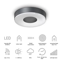 Steinel RS 200 SC Connect LED stropna svjetiljka sa senzorom pokreta, mogućnost prigušivanja, upravljanje putem aplikacije, 17,1 W, 3000 K, antracit 6
