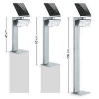 Steinel XSolar GL-S ezüst LED napelemes kerti lámpa mozgásérzékelővel, 140°, 5 m hatótáv, 150 lm, állítható magasság 3