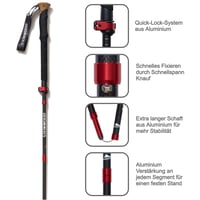 Trekové palice Steinwood Premium Carbon – extra ľahké, nastaviteľné teleskopické palice s rýchloupínacím zámkom, gumovými koncovkami a prenosnou taškou 3