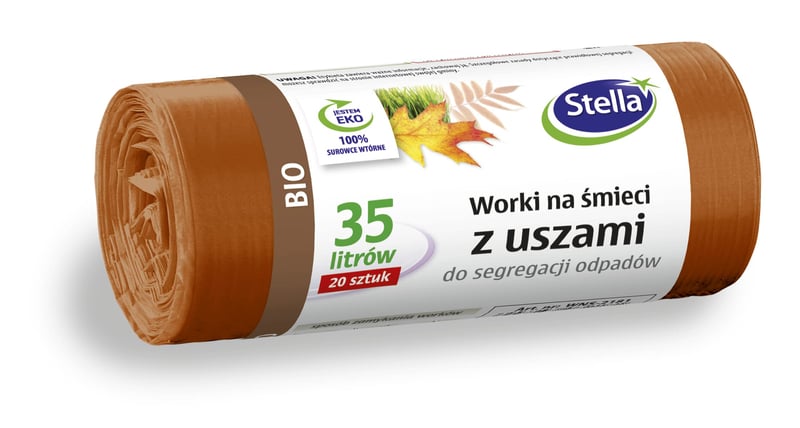Stella 032181 kompostovateľné vrecia na organický odpad s úchytmi – 35 l – 20 ks – hnedé