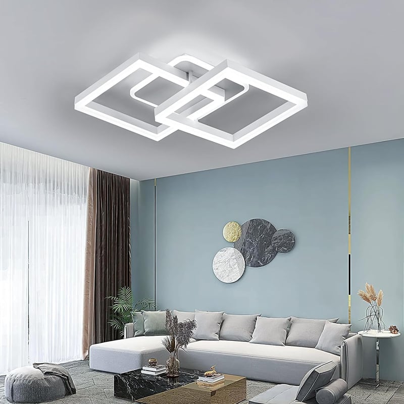 STEO Modern Geometrikus LED Mennyezeti Lámpa 40W - Távirányítós, Fokozatmentesen Állítható Fényerő, 3000-6500K Színhőmérséklet, Nappali, Hál