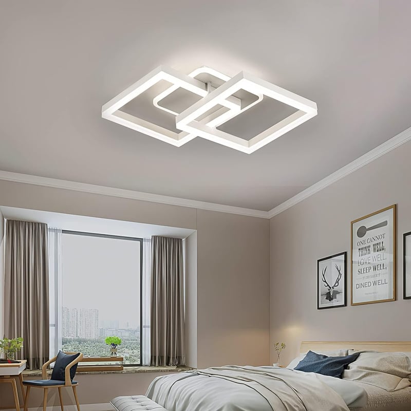 STEO Modern Geometrikus LED Mennyezeti Lámpa 40W - Távirányítós, Fokozatmentesen Állítható Fényerő, 3000-6500K Színhőmérséklet, Nappali, Hál