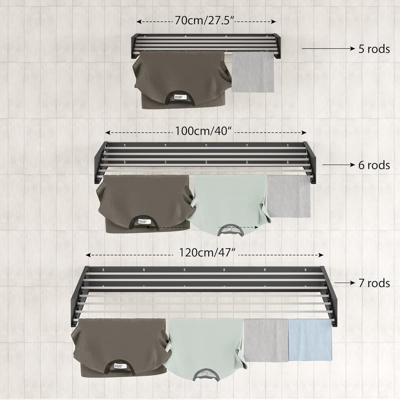 Step Up falra szerelhető összecsukható ruhaszárító 70 cm fehér 25 kg