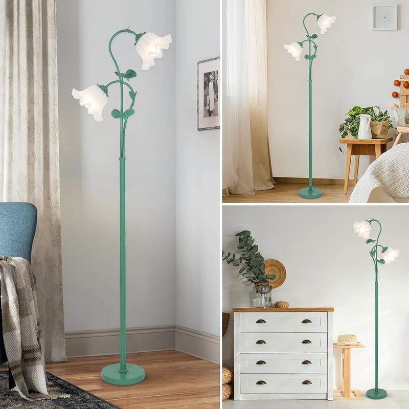 Stepeak zöld virág álló lámpa 2 izzóval LED izzóval
