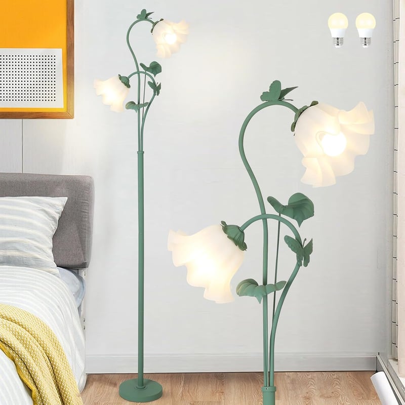 Stepeak zöld virág álló lámpa 2 izzóval LED izzóval