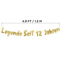 Ghirlandă aniversară Sterling James Co. "Legenda de 12 ani" cu sclipici auriu – Decorațiuni și accesorii amuzante pentru petrecerea de 12 ani 3