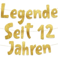 Ghirlandă aniversară Sterling James Co. "Legenda de 12 ani" cu sclipici auriu – Decorațiuni și accesorii amuzante pentru petrecerea de 12 ani 1