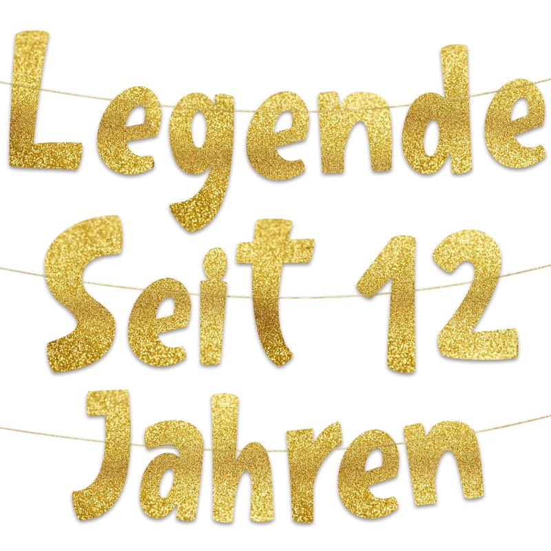 Ghirlandă aniversară Sterling James Co. "Legenda de 12 ani" cu sclipici auriu – Decorațiuni și accesorii amuzante pentru petrecerea de 12 ani