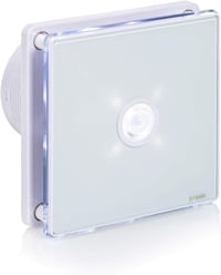 STERR Fürdőszobai Ventilátor Üveg Előlappal - Fehér, 100mm, Energiatakarékos Elszívó, Csendes Működésű Szellőztető 1
