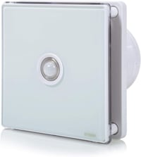 STERR Fürdőszobai Ventilátor Üveg Előlappal - Fehér, 100mm, Energiatakarékos Elszívó, Csendes Működésű Szellőztető 2