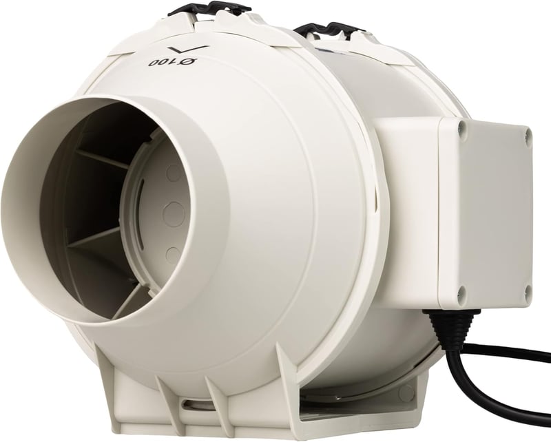 STERR IDM Fehér Csőventillátor 100mm - 26W Vezetékes Légcsatorna Ventilátor Fürdőszobába és Konyhába - 230V