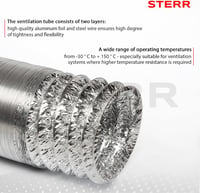 STERR rugalmas alumínium szellőzőcső, flexibilis légcsatorna toldó, ezüst reflektív fóliával, légelszívó és ventilátorhoz 5