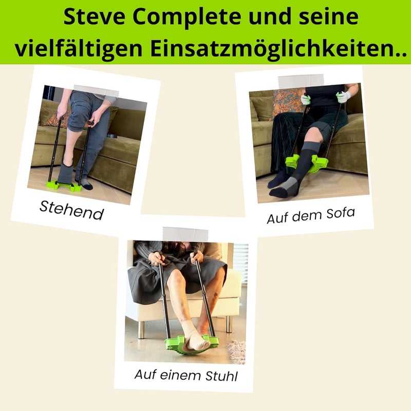 Steve Kompressziós Harisnya Felhúzó Segédeszköz - Teljes Öltözködési Segítség Hajolás Nélkül (L méret, 47-56+ cm vádli) - S - Wadenumfang 30-37cm
