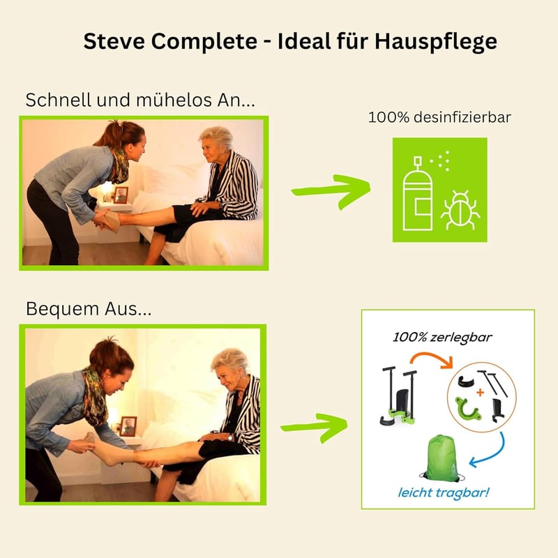 Steve Kompressziós Harisnya Felhúzó Segédeszköz - Teljes Öltözködési Segítség Hajolás Nélkül (L méret, 47-56+ cm vádli) - S - Wadenumfang 30-37cm