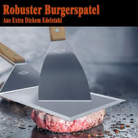 STEVEN-BULL S rozsdamentes acél grillspatula smash burgerhez és planchához, fafogantyúval 2