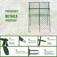 STFALI Kovová mriežková opora na rastliny, A-rám na paradajky, uhorky, popínavé rastliny, kvety a ovocie, záhradná mreža 5
