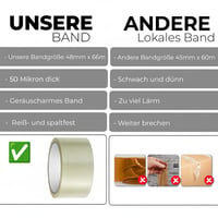 Lepiaca páska Stick Well 3 ks – 48 mm x 66 m, tichá, silne lepiaca, priehľadná páska na kartónové škatule, vhodná na sťahovanie a do odvíjača 2