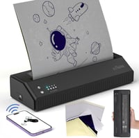 STIGMA Bluetooth Tetoválás Stencil Nyomtató - Fekete Mini Hőtranszfer Készülék 2500 mAh Akkumulátorral, 10 db Transzferpapírral, 300 DPI - black 1