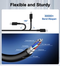 Încărcător laptop STLIERT 65W USB-C pentru Lenovo ThinkPad, Asus Zenbook, Dell Chromebook 3100, HP și Google, Adaptor universal tip C cu cablu de alimentare de 3 metri 7