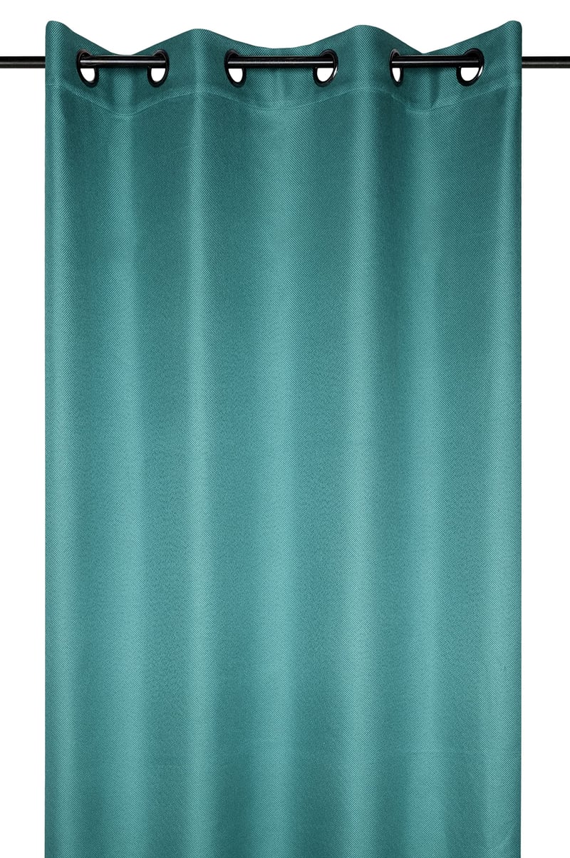 Zatemňovací záves Stof Copenhagen s krúžkami, 140x260 cm, kačacia modrá – záves na okná do obývačky a spálne, tepelnoizolačný