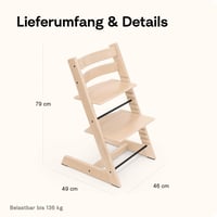 Stokke Tripp Trapp dječja stolica od hrastovine, natur – Podesiva, ergonomska drvena sjedalica za djecu 2