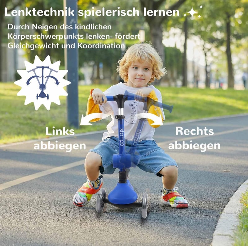 Stompa Roller 2 az 1-ben Gyerekroller LED Kerekekkel 2-50 kg