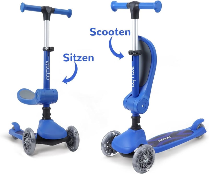 Stompa Roller 2 az 1-ben Gyerekroller LED Kerekekkel 2-50 kg