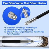 Set furtun de curățare țevi Stone Banks de 15 m cu duze fixe și rotative pentru aparate de spălat cu presiune Kärcher K2-K7, M22, Lavor și Bosch AQT 4