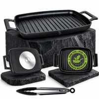 Stone&Stone Grilovacia panvica 47 cm obdĺžniková indukčná hliníková s keramickým nepriľnavým povrchom QLINE CK 3000 s oceľovým dnom, na plyn a do rúry, s rukoväťou 1