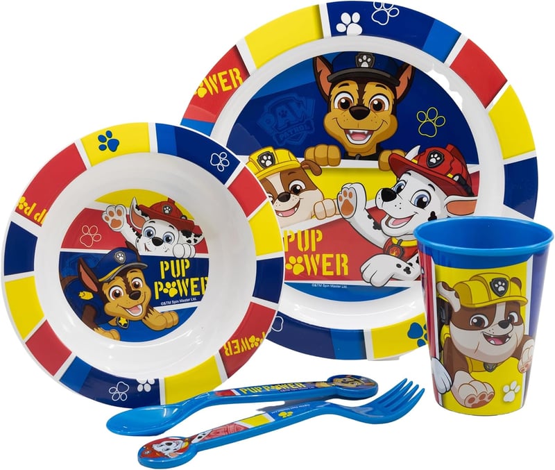 Stor Paw Patrol 5 részes gyerekétkezési szett tányérral, tállal, pohárral és evőeszközzel